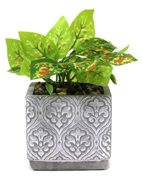 Maceta De Cemento Petit Con Planta Artificial Cm25 0