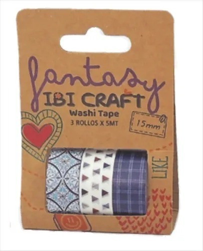 Washi Tape Cinta Adhesiva Decorativa Blue 15 Mm X 5 M X 3 U 0