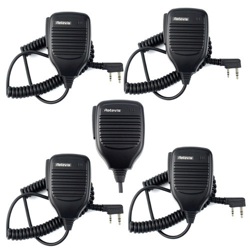 5xretevis Mano Pin 2 Ptt Altavoz Micrófono Para Retevis, Bao 0