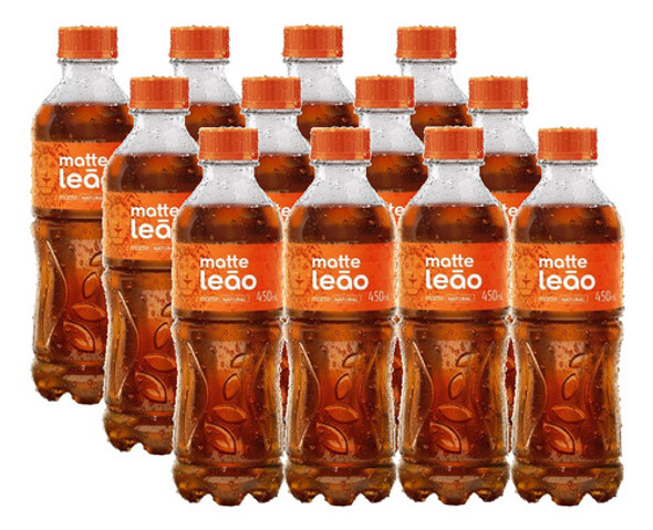 Kit 12 Chá Matte Leão Sabor Natural Com Gás Garrafa 450ml 0