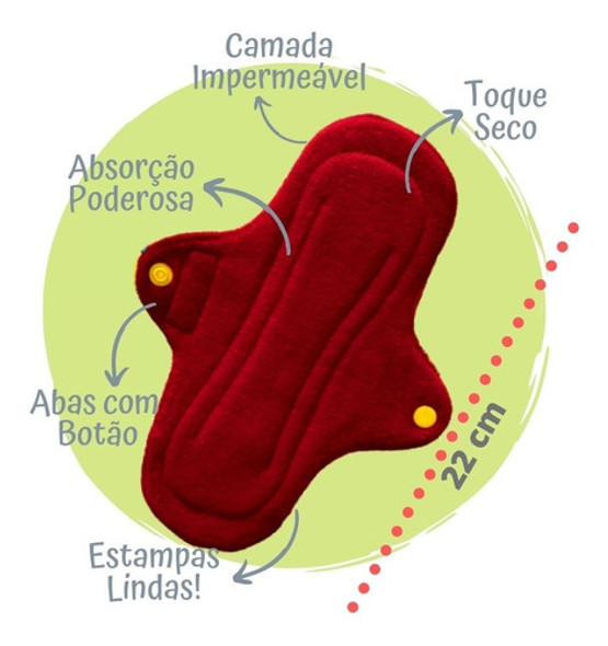 Absorvente Ecológico De Pano Normal Fluxo Moderado 1 Absorvente Ecológico De Pano Normal Fluxo Moderado 1