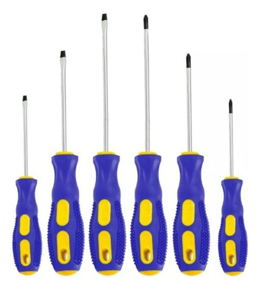 Pack X5 Destornillador 16,5cm Punta Phillips Imantado 1