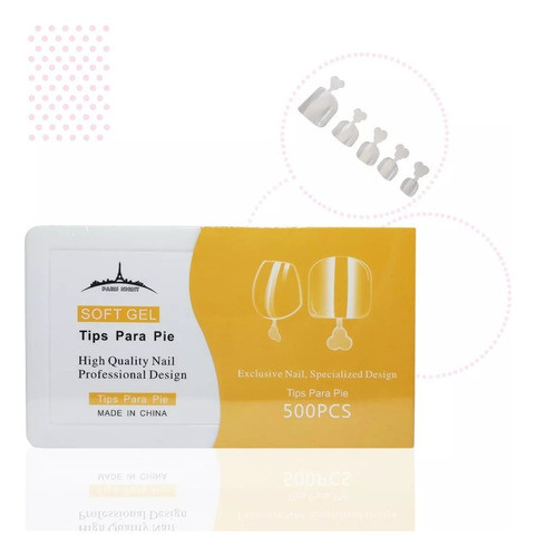500 Tips Press On Para Pies Soft Gel Paris Night Transparent 0