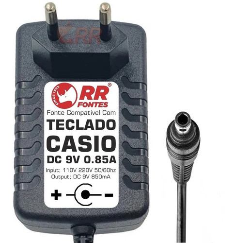 Fonte Dc 9v 850ma Para Piano Teclado Casio Ctk-530 Ctk-531 1