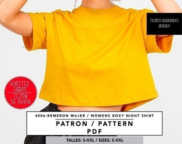 Molde De Costura, Patron Camiseta Pupera Dama , Imprimible 1