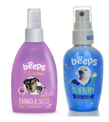 Kit Banho A Seco Uva 200ml + Colônia Blueberry 60ml Beeps 0