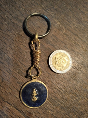 Antiguo Llavero Escudo Ancla En Bronce 0
