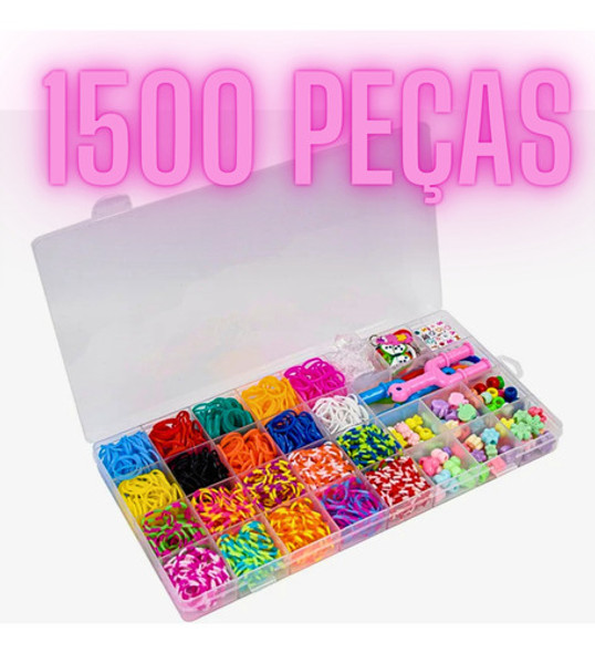 Kit Miçangas Infantil Coloridas P/ Montar Pulseiras 1500 Pçs 1
