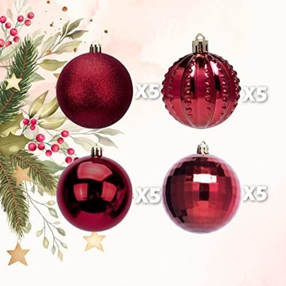Bolas Para Arbol De Navidad  8cm  X 20u Borgoña 1 Bolas Para Arbol De Navidad  8cm  X 20u Borgoña 1