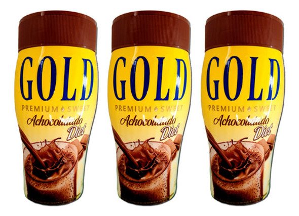 Kit 3 Achocolatado Diet Gold Vitaminado Premium Sem Açúcar 0