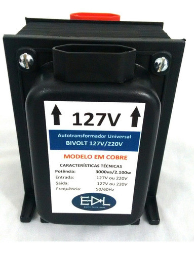 Transformador  3000va  127v 220v Em Cobre 9000 Btus 1