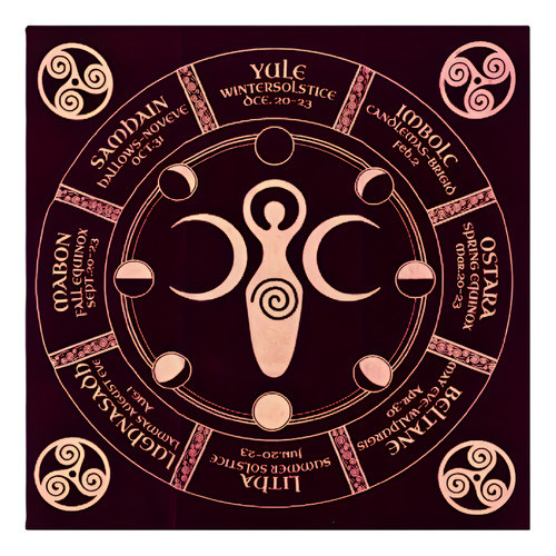 Tapete Mantel Altar Rueda Año Wicca Diosa Terciopelo Violeta 0