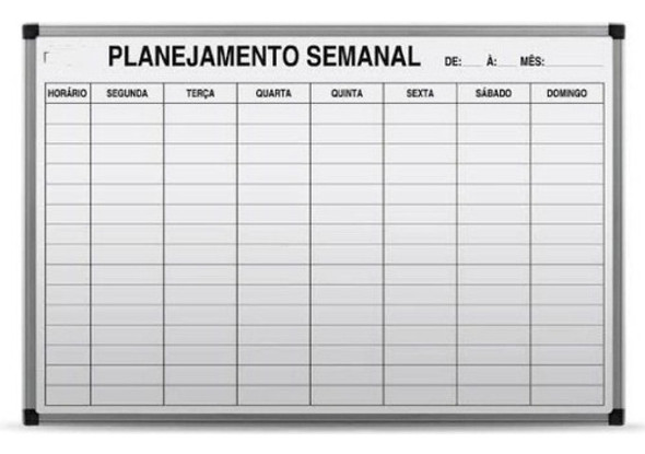 Quadro Branco Planejamento Semanal 90x60cm - Cortiarte 1 Quadro Branco Planejamento Semanal 90x60cm - Cortiarte 1