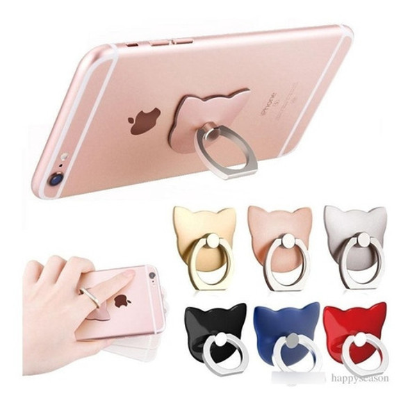 Anillo Ring Gato Soporte Celular Antirrobo Anticaida X 2 Un. 0