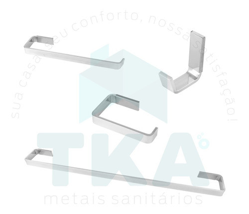 2 Kits De Acessórios Para Banheiro 4 Peças Cromado Simples 1