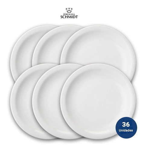 Set X 36 Plato Postre Porcelana Blanca Schmidt 19 Cm 1