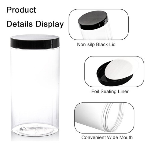 Lawei 8 Pack 34 Oz Frascos De Plástico Transparente Con Tapa 1