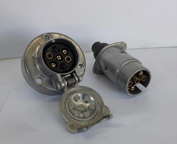 Conector Ficha Para Trailer Acoplado 5 Vías Bronce Metálico 1