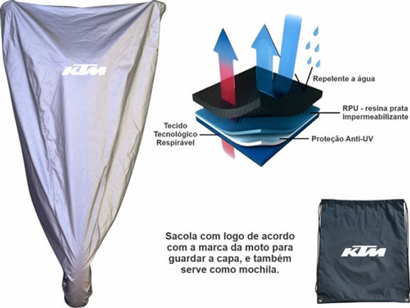 Capa Moto Ktm 200 Duke Impermeável Tecido Tecnológico 1