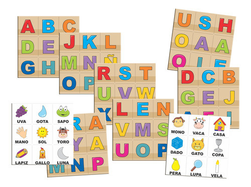 Set 63 Letras. 5 Propuestas De Juego. Abecedario. De Cartón 1