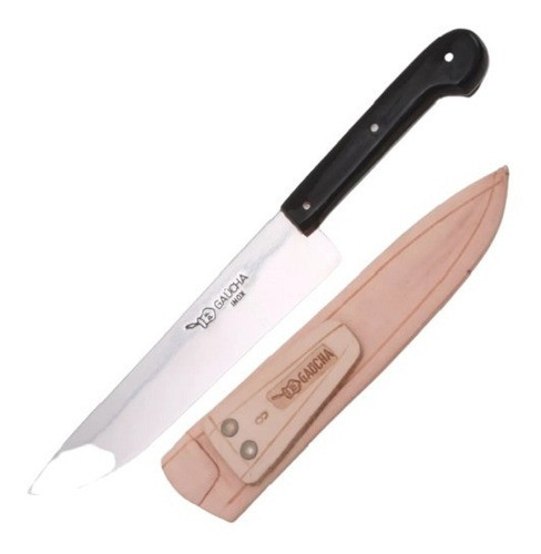 Faca Gaúcha 10 Polegadas Aço Inox Cb Chifre Original B/couro 1