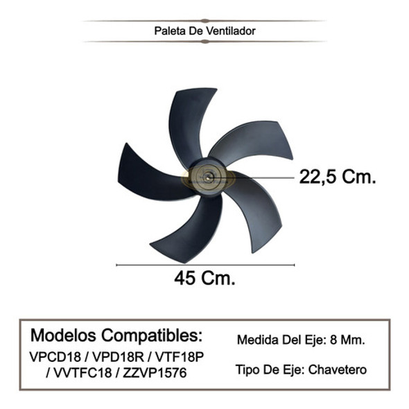 Paleta De Ventilador Liliana Vvtfc18 Original De 18 Pulgadas 1