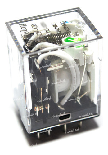 Hjq-22f Rele Bobina 24vac 5a 250v 4 Inversores Con Led 0