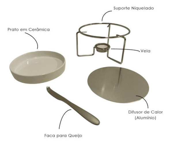 Rechaud Para Queijo Brie Em Cerâmica Com Faca 1