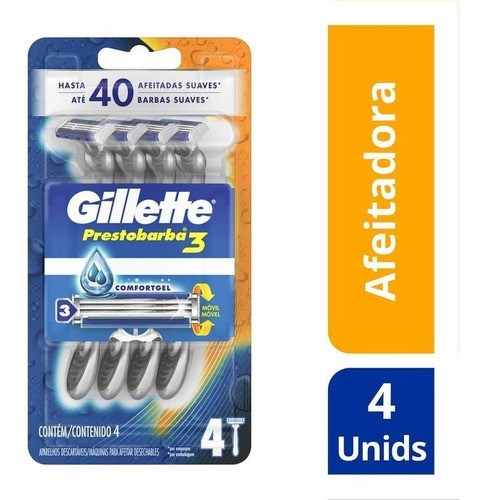 Afeitadora Gillette Prestobarba 3 Hombre X 4 U 0