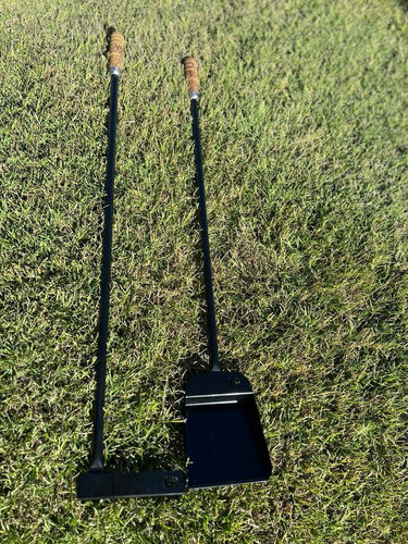 Juego De Pala Y Atizador- Pintado Al Horno Con Soporte Mural 1