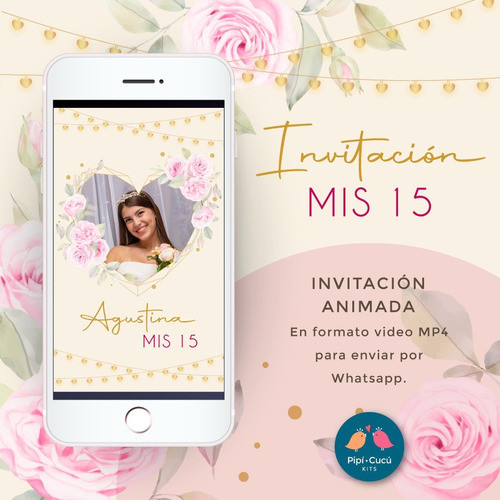 Video Invitación Animada - 15 Años  Dulces Rosas 0