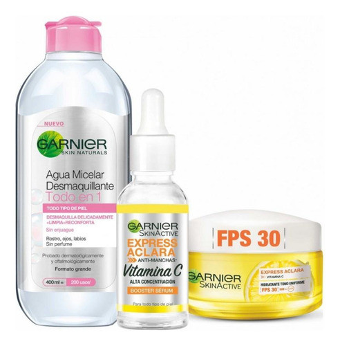 Pack Garnier Serum+crema Express Aclara + Micelar 0