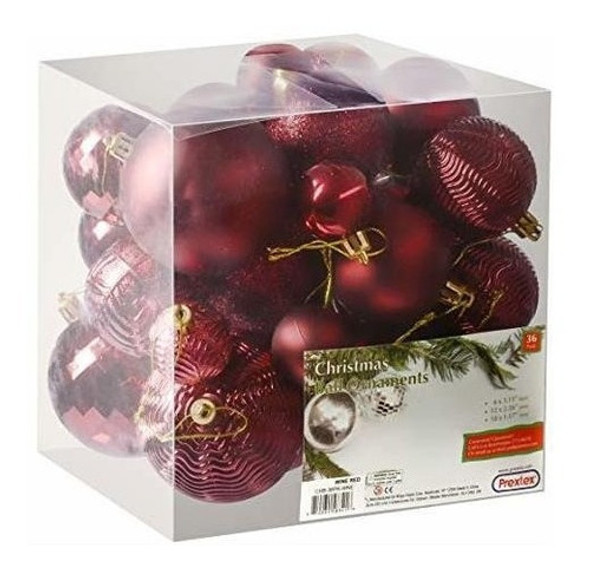 Bolas Para Arbol De Navidad X36u.- 4/6/8cm- Rojo Vino 1 Bolas Para Arbol De Navidad X36u.- 4/6/8cm- Rojo Vino 1
