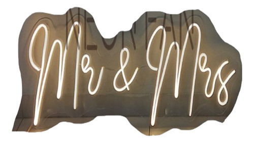 Cartel Mr & Mrs Neon Led Acrilico Transparente 0