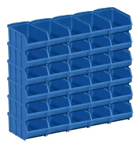 Kit 45 Caixa Box Gaveteiro Industrial Bin Azul N3 8x10x16cm 0