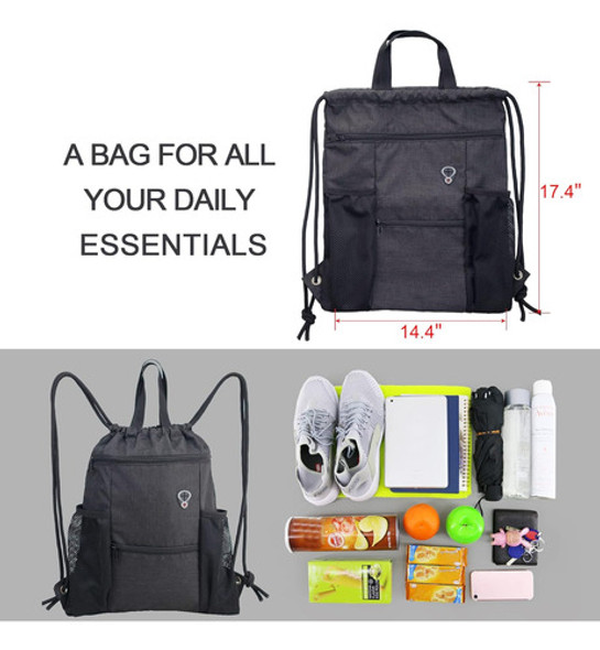 Mochila De Deporte Grande Con Bolsillos Para Agua, Negro 1