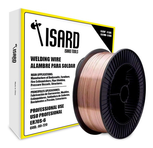 Alambre Mig P/ Soldar Con Gas 5kg 0.8 Isard 0