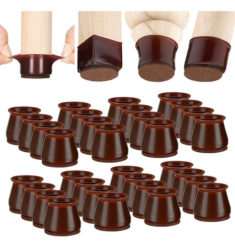 Regatones Para Sillas Silicona, Nogal - Medium - Pack 32u 0