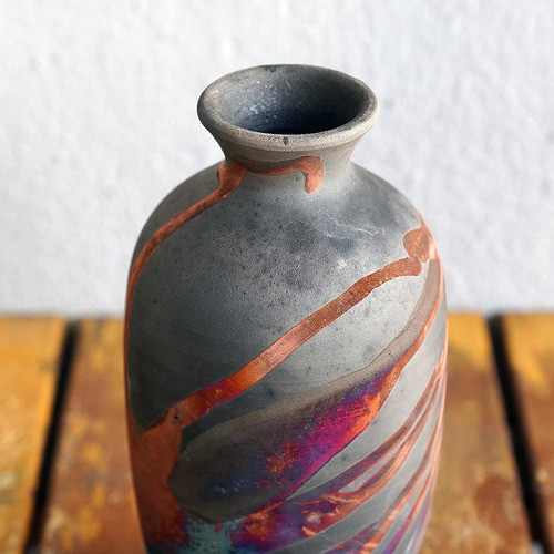 Jarrón Koban Ceramic Raku Con Tubo De Agua - Regalos De Cerá 1