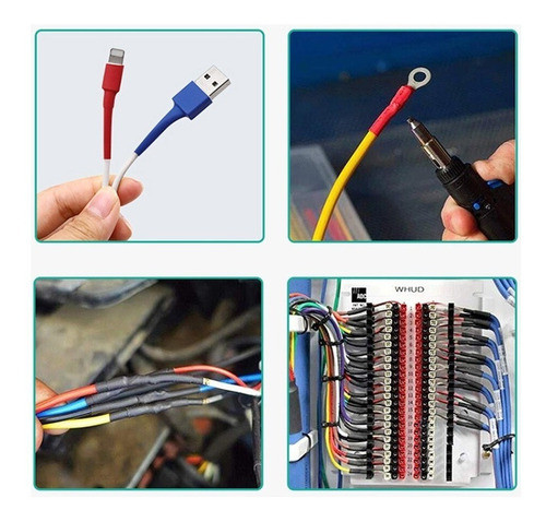 Kit 265 Espaguete Tubo Termo Retratil Macarrão Isolante Fios 1