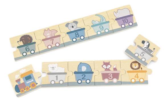 Puzzle De Madera Polar B Con Tren De Números Y Animales Ub 0
