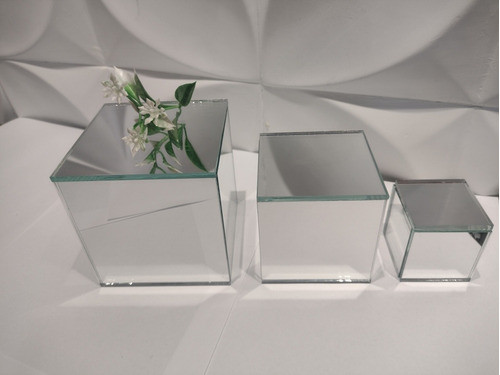 Kit 3 Vasos Em Espelho P M G Decoração Vidro  Enfeites Full 1