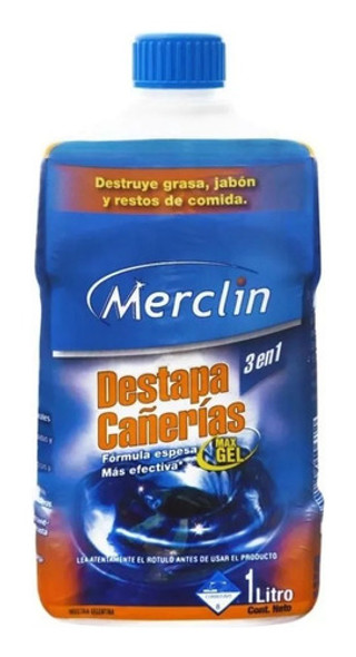 Destapa Cañerías En Gel 1 Litro Limpia Graseras Merclin / Ed 0