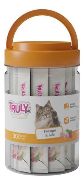Truly Petisco Cremoso Gatos Sabor Frango E Bife C/30 Tubos 0
