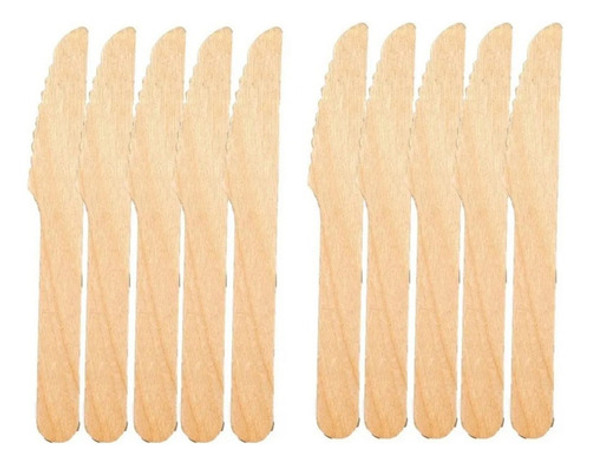 Faca De Madeira Biodegradavel 100 Unidades 14 Cm Atacado 0
