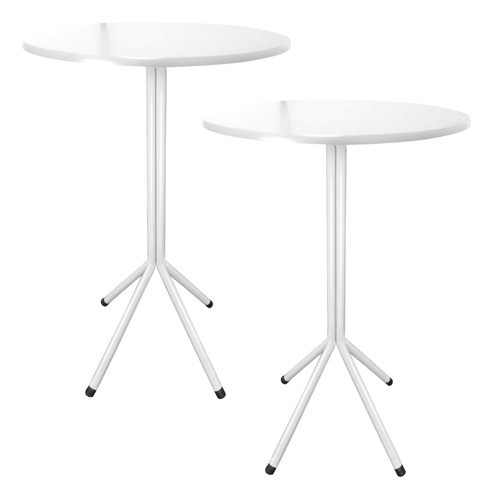 2 Mesa Alta Base Branca Redonda  Lanchonete Bar 0