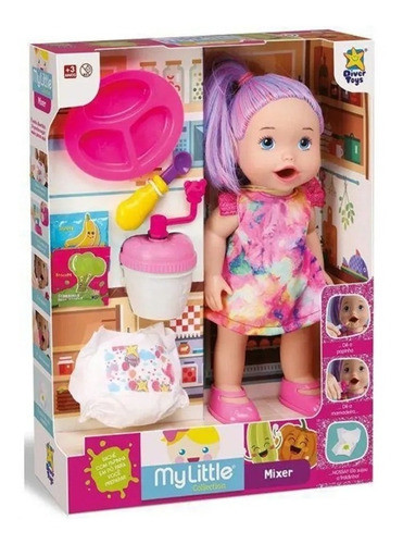 Muñeca Set Comiditas Con Mamadera Pañal Hace Popo 0