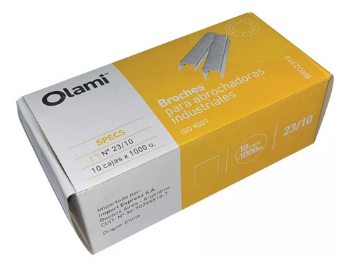 Broches Industriales Olami N° 23/10 10cajas X 1000u Prm 0