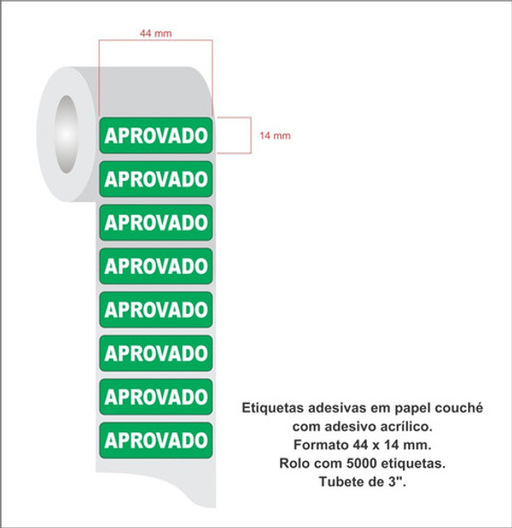 Rolo Etiq. Adesiva Modelo Aprovado 44x14 Mm /com 5000 Etiq. 1