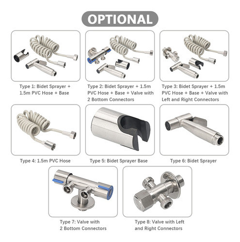 Adaptador T De Bidé Com Válvula De Corte Água De Aço Inoxidá 1